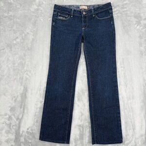 Paige Jeans Women 28 (Fits 30x28) Blue Melrose Straight Leg Low Rise Embroidered